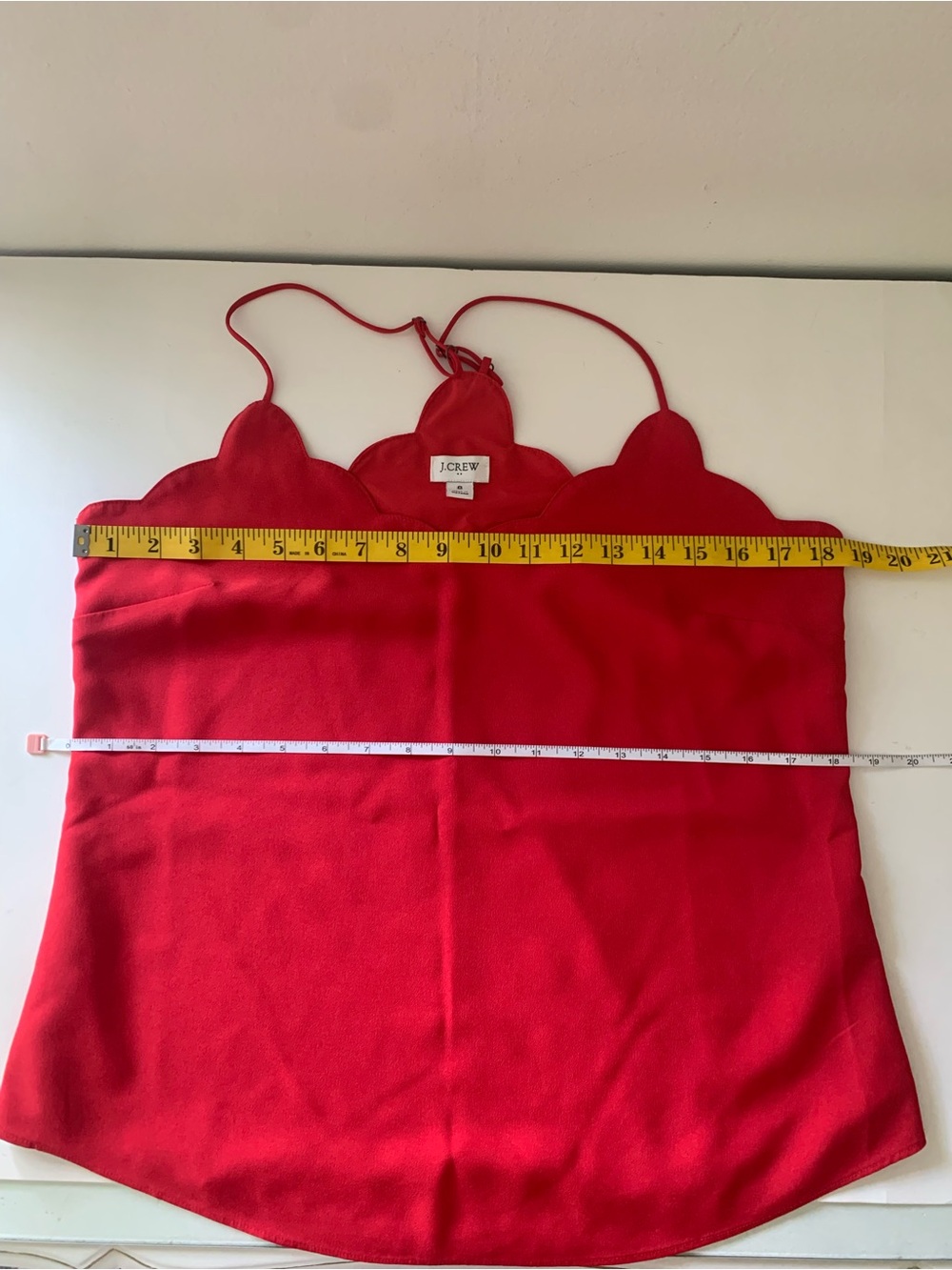 J.Crew Scallop Edge Racerback Camisole Tank Top Blouse, Red, 8 - Picture 8 of 15